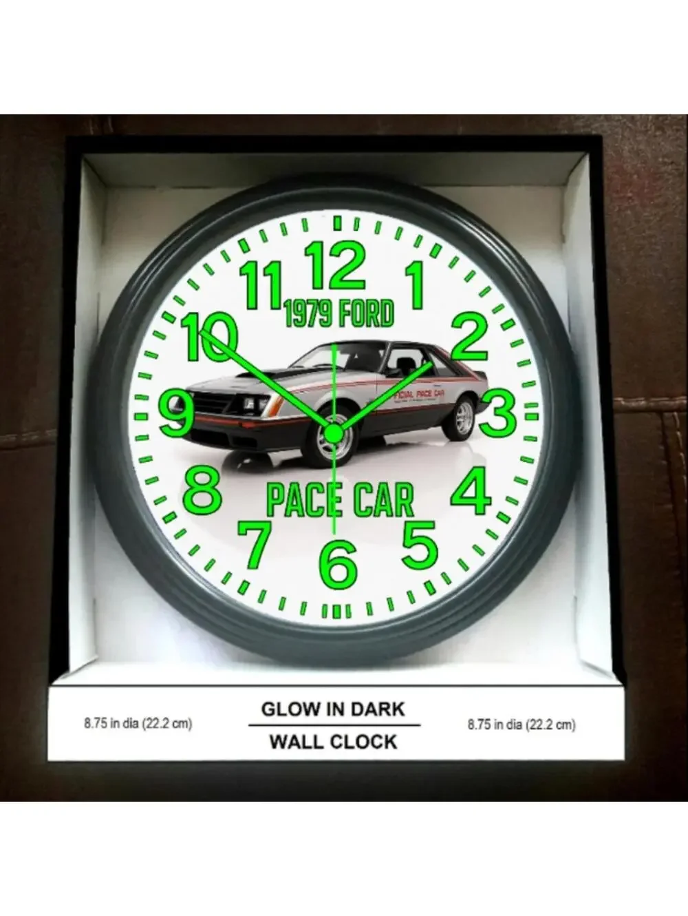 1979 Ford Mustang Indy Pace Car Glow In The Dark Wall Clock New!